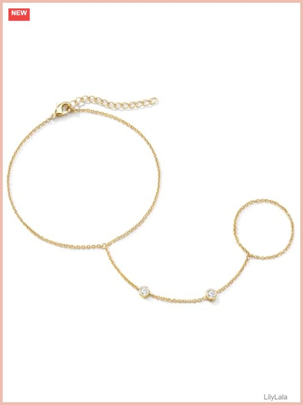 14K Gold Plated Cubic Zirconia Hand Chain Bracelet for Women